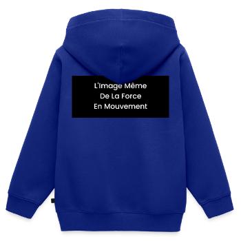 Streetwear LIMDLFEM - Kinder Premium Organic Zip Hoodie - Royalblau - Hinten - AI Model Kid Male (0cm)