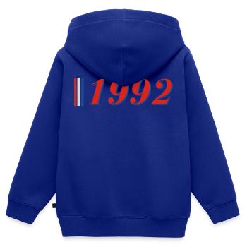 Jahr 1992 - Kinder Premium Organic Zip Hoodie - Royalblau - Hinten - AI Model Kid Male (0cm)