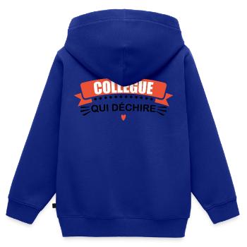 Collègue Qui Déchire - Sweat Premium à capuche zippé enfant bio - bleu roi - Dos - AI Model Kid Male (0cm)