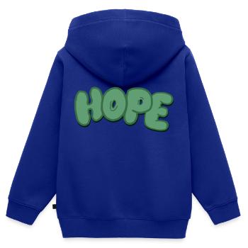 hope - Kinder Premium Organic Zip Hoodie - Royalblau - Hinten - AI Model Kid Male (0cm)