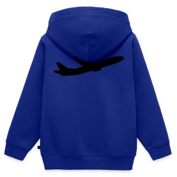 flugzeug_1__f1 - Kinder Premium Organic Zip Hoodie - Royalblau - Hinten - AI Model Kid Male (0cm)