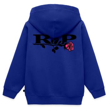 rip_mit_rose_2_2c - Kinder Premium Organic Zip Hoodie - Royalblau - Hinten - AI Model Kid Male (0cm)