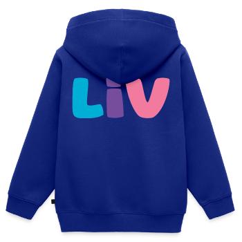 Name - Liv - Kinder Premium Organic Zip Hoodie - Royalblau - Hinten - AI Model Kid Male (0cm)