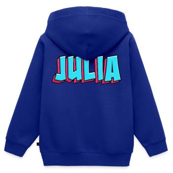 Image du nom : Julia - Sweat Premium à capuche zippé enfant bio - bleu roi - Dos - AI Model Kid Male (0cm)