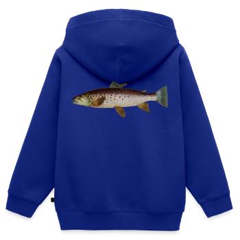 Forelle - Kinder Premium Organic Zip Hoodie - Royalblau - Hinten - AI Model Kid Male (0cm)