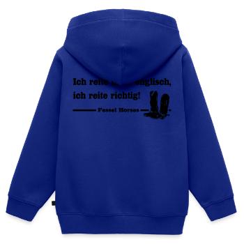 Westernreiter - Kinder Premium Organic Zip Hoodie - Royalblau - Hinten - AI Model Kid Male (0cm)