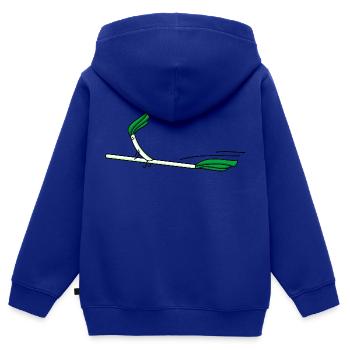 Lustiger Lauch mit Hexenbesen. - Kinder Premium Organic Zip Hoodie - Royalblau - Hinten - AI Model Kid Male (0cm)
