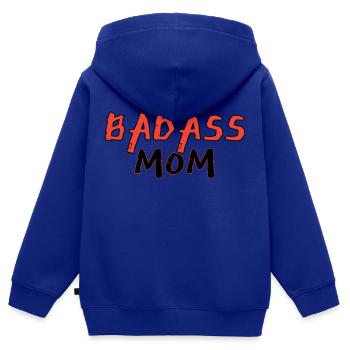 Badass mom - Sweat Premium à capuche zippé enfant bio - bleu roi - Dos - AI Model Kid Male (0cm)