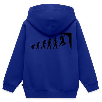 Evolution Frau klettert bouldern - Kinder Premium Organic Zip Hoodie - Royalblau - Hinten - AI Model Kid Male (0cm)
