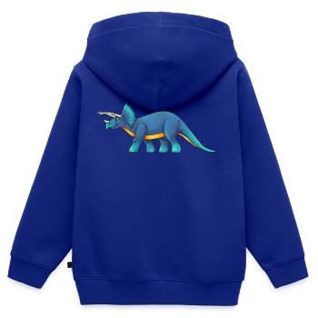 Triceratops - Kinder Premium Organic Zip Hoodie - Royalblau - Hinten - AI Model Kid Male (0cm)