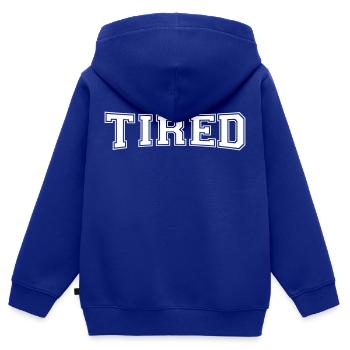 fatigué - Sweat Premium à capuche zippé enfant bio - bleu roi - Dos - AI Model Kid Male (0cm)