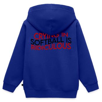 Pleurer au softball est ridicule - Sweat Premium à capuche zippé enfant bio - bleu roi - Dos - AI Model Kid Male (0cm)