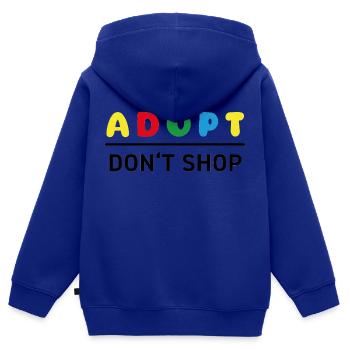 Farben Froh - Adopt Don't Shop - Kinder Premium Organic Zip Hoodie - Royalblau - Hinten - AI Model Kid Male (0cm)