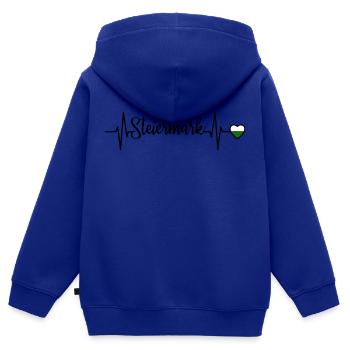 Ligne cardiaque de pouls de Styrie - Sweat Premium à capuche zippé enfant bio - bleu roi - Dos - AI Model Kid Male (0cm)