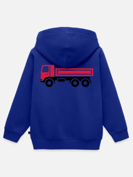 LKW, Kipper - Kinder Premium Organic Zip Hoodie - Royalblau