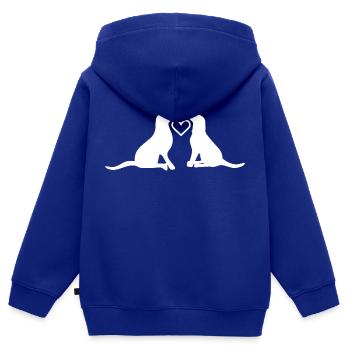 Chien chien - Sweat Premium à capuche zippé enfant bio - bleu roi - Dos - AI Model Kid Male (0cm)