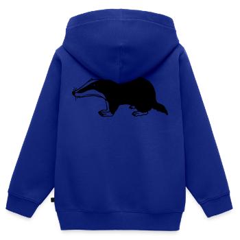 Blaireau - Sweat Premium à capuche zippé enfant bio - bleu roi - Dos - AI Model Kid Male (0cm)