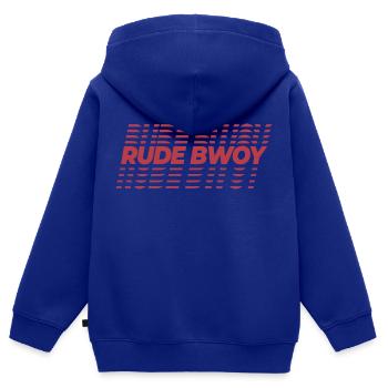 Rude Bwoy - Kids Premium Organic Zip-up Hoodie - royal blue - Back - AI Model Kid Male (0cm)