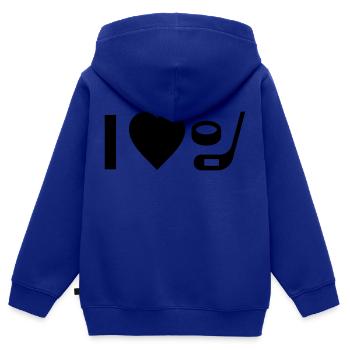 Cooles „I Love Hockey“ Design für sie und ihn - Kinder Premium Organic Zip Hoodie - Royalblau - Hinten - AI Model Kid Male (0cm)