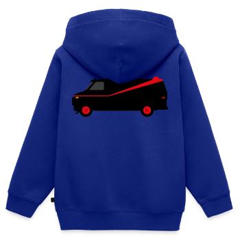 Vintage par Vandura - Sweat Premium à capuche zippé enfant bio - bleu roi - Dos - AI Model Kid Male (0cm)