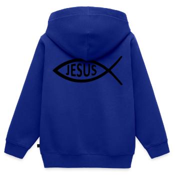 jesus fisch symbol - Kinder Premium Organic Zip Hoodie - Royalblau - Hinten - AI Model Kid Male (0cm)