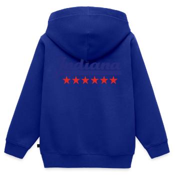 indiana - Kinder Premium Organic Zip Hoodie - Royalblau - Hinten - AI Model Kid Male (0cm)