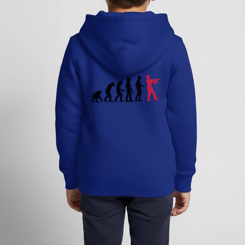 Zombie Evolution (two-color) Kids Premium Organic Zip-up Hoodie