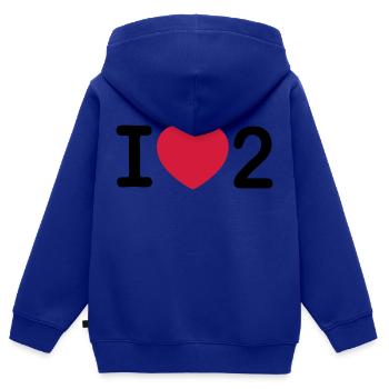 j'aime 2 - Sweat Premium à capuche zippé enfant bio - bleu roi - Dos - AI Model Kid Male (0cm)
