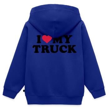 LKW - Kinder Premium Organic Zip Hoodie - Royalblau - Hinten - AI Model Kid Male (0cm)