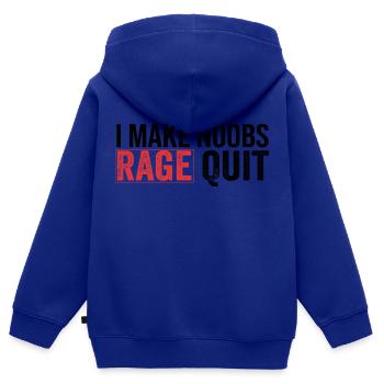 je fais noobs ragequit - Sweat Premium à capuche zippé enfant bio - bleu roi - Dos - AI Model Kid Male (0cm)