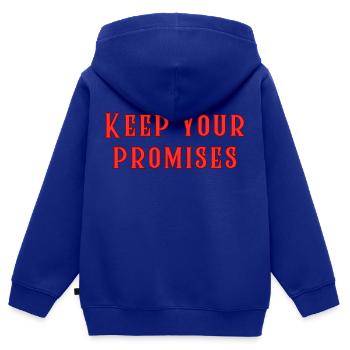 Tenez vos promesses - Sweat Premium à capuche zippé enfant bio - bleu roi - Dos - AI Model Kid Male (0cm)