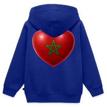 Coeur (Maroc / Maroc) - Sweat Premium à capuche zippé enfant bio - bleu roi - Dos - AI Model Kid Male (0cm)