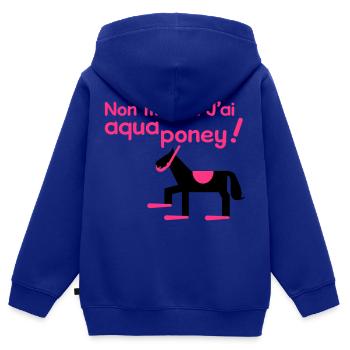 Aqua Poney - Sweat Premium à capuche zippé enfant bio - bleu roi - Dos - AI Model Kid Male (0cm)