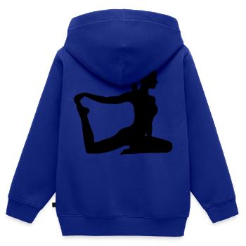 Fitness Pilates Aerobic - Sweat Premium à capuche zippé enfant bio - bleu roi - Dos - AI Model Kid Male (0cm)