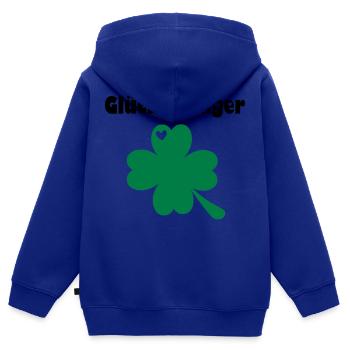 Kleeblatt - Kinder Premium Organic Zip Hoodie - Royalblau - Hinten - AI Model Kid Male (0cm)