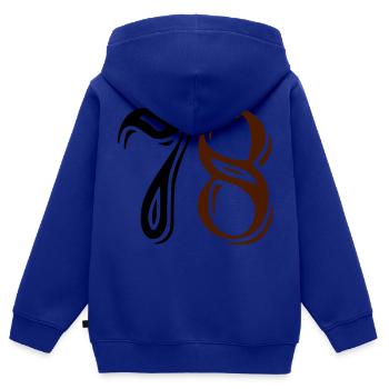 Swagg Dept. 78 - Sweat Premium à capuche zippé enfant bio - bleu roi - Dos - AI Model Kid Male (0cm)