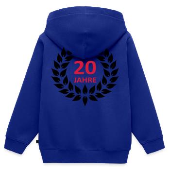 Lorbeerkranz - 20 Jahre - Kinder Premium Organic Zip Hoodie - Royalblau - Hinten - AI Model Kid Male (0cm)