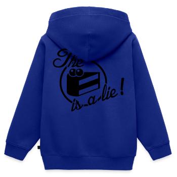 The cake is a lie! - Kinder Premium Organic Zip Hoodie - Royalblau - Hinten - AI Model Kid Male (0cm)