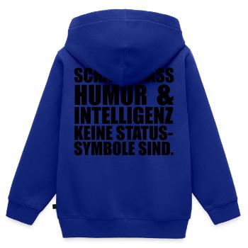 Intelligenz Statussysmbol - Kinder Premium Organic Zip Hoodie - Royalblau - Hinten - AI Model Kid Male (0cm)