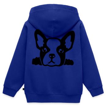 Bouledogue - Sweat Premium à capuche zippé enfant bio - bleu roi - Dos - AI Model Kid Male (0cm)