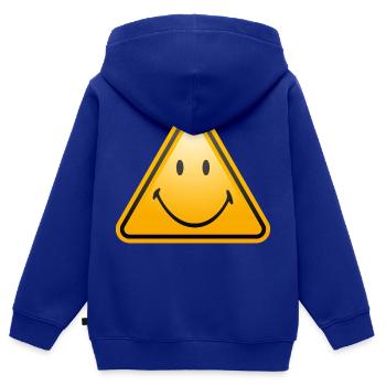 Smiley Shield - Sweat Premium à capuche zippé enfant bio - bleu roi - Dos - AI Model Kid Male (0cm)