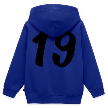 19 - Kinder Premium Organic Zip Hoodie - Royalblau - Hinten - AI Model Kid Male (0cm)