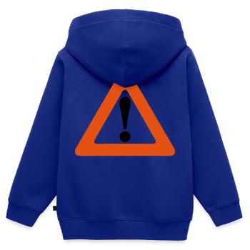 danger panel icon exclamation triangle - Kids Premium Organic Zip-up Hoodie - royal blue - Back - AI Model Kid Male (0cm)