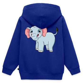 Éléphant - Sweat Premium à capuche zippé enfant bio - bleu roi - Dos - AI Model Kid Male (0cm)