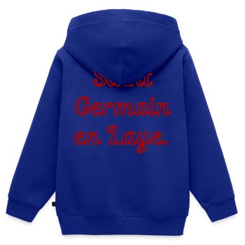 Saint Germain en Laye - Sweat Premium à capuche zippé enfant bio - bleu roi - Dos - AI Model Kid Male (0cm)