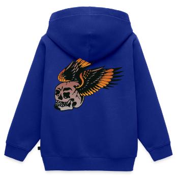 Flügel geflügelter Totenkopf Emblem Biker Motorrad Club - Kinder Premium Organic Zip Hoodie - Royalblau - Hinten - AI Model Kid Male (0cm)