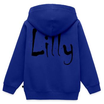 Lilly - Kinder Premium Organic Zip Hoodie - Royalblau - Hinten - AI Model Kid Male (0cm)