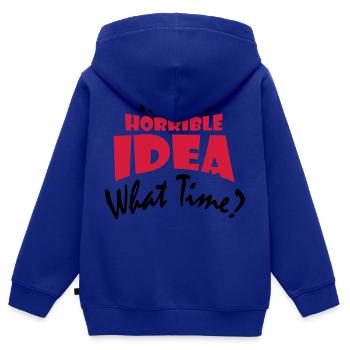 C’est une idée horrible - Sweat Premium à capuche zippé enfant bio - bleu roi - Dos - AI Model Kid Male (0cm)