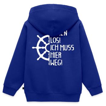 Leinen los - ich muss hier weg - Kinder Premium Organic Zip Hoodie - Royalblau - Hinten - AI Model Kid Male (0cm)
