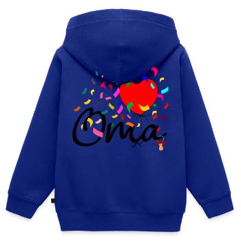 Oma Konfetti - Kinder Premium Organic Zip Hoodie - Royalblau - Hinten - AI Model Kid Male (0cm)